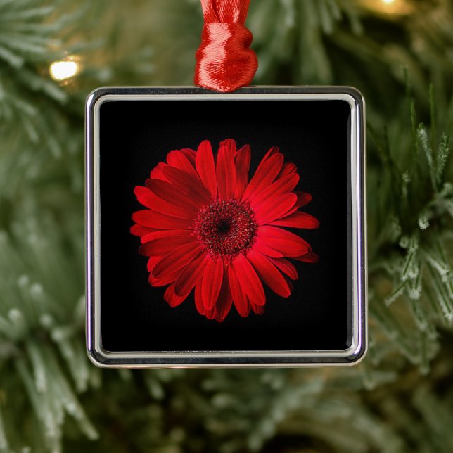 Flowers | Red Gerbera Daisy Metal Ornament (Tree)