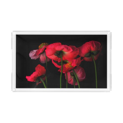 Flowers  Red Poppies Acrylic Tray