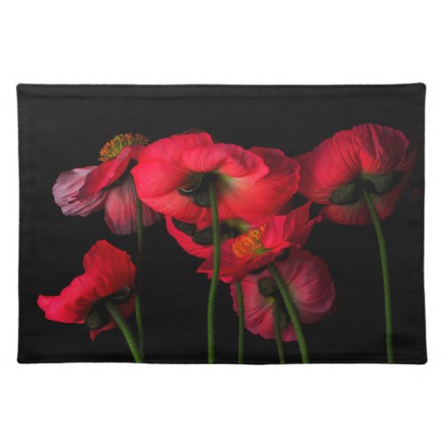 Flowers  Red Poppies Cloth Placemat