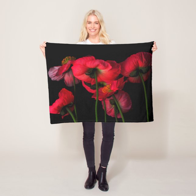 Flowers | Red Poppies Fleece Blanket (In Situ)