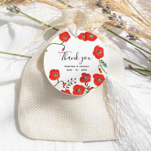 Flowers Red Poppies wedding Favor Tags