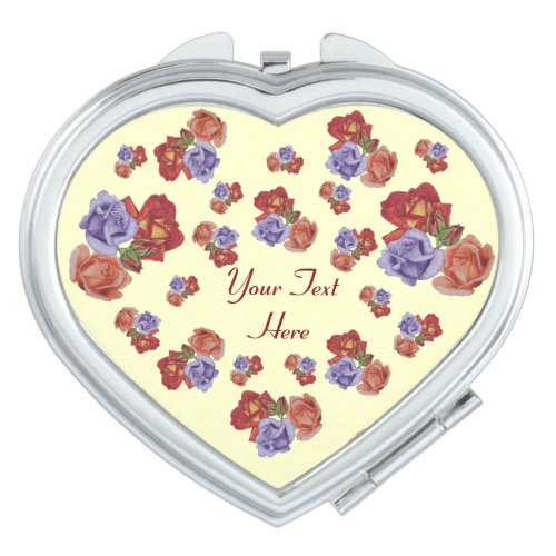 flowers red roses and rose buds floral art mirror for makeup