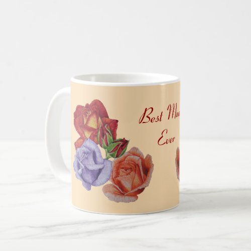 flowers red roses and rose buds floral for moms coffee mug