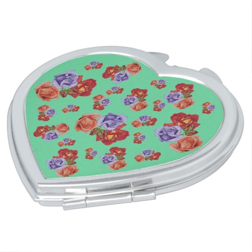 flowers red roses and rose buds floral makeup mirror