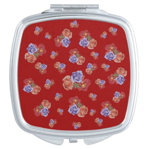 flowers red roses and rose buds floral makeup mirror