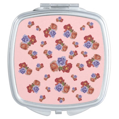 flowers red roses and rose buds floral makeup mirror