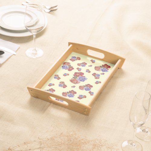 flowers red roses and rose buds floral serving tray