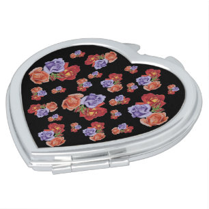 flowers red roses and rose buds floral vanity mirror