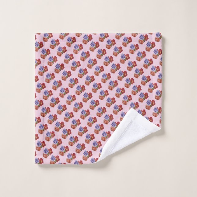 flowers red roses and rose buds floral wash cloth (Wash Cloth)