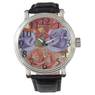 flowers red roses and rose buds floral watch