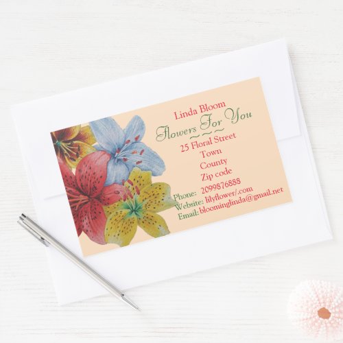 flowers red yellow blue Lilies original florists Rectangular Sticker