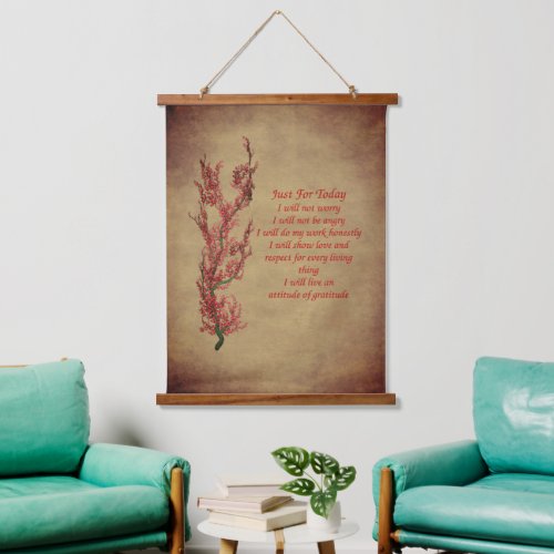 Flowers Reiki Just For Today Inspirational  Hanging Tapestry