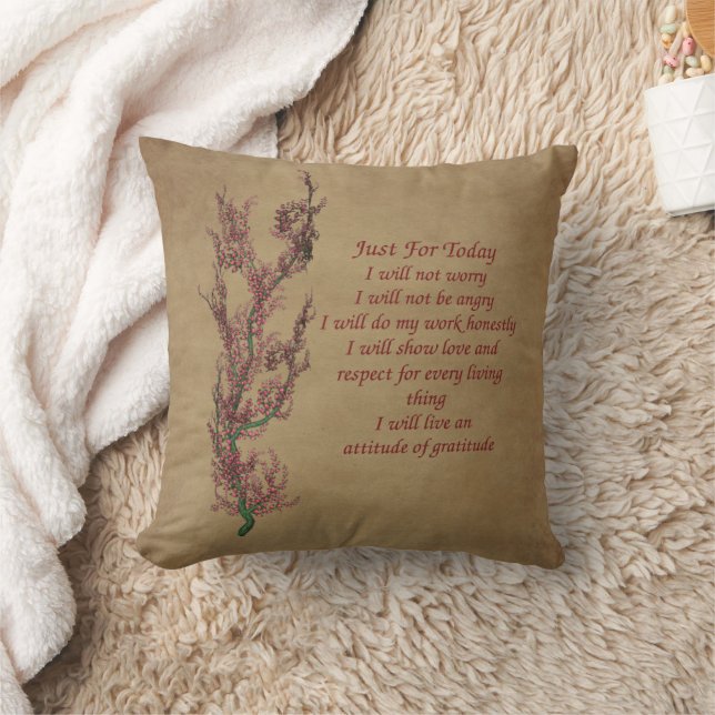 Flowers Reiki Just For Today Inspirational  Throw Pillow (Blanket)