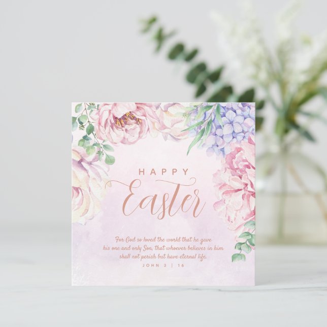 Flowers Religious Scripture Easter Greeting Card (Standing Front)