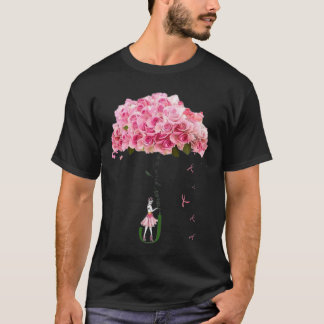 Flowers Ribbon Breast Cancer Awareness Fighter Wom T-Shirt