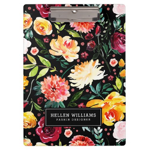 Flowers Riot Colorful watercolors pattern Clipboard