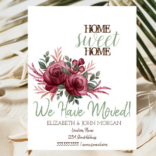 Flowers Roses Home Sweet Home Announcement Postcard