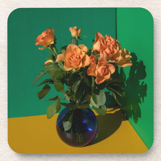 Flowers | Roses in Vase Beverage Coaster (Front)
