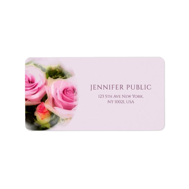 Flowers Roses Modern Design Floral Art Address Label (Front)