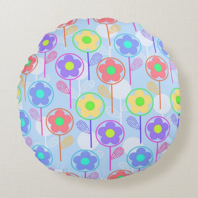 Flowers Round Pillow (Front)
