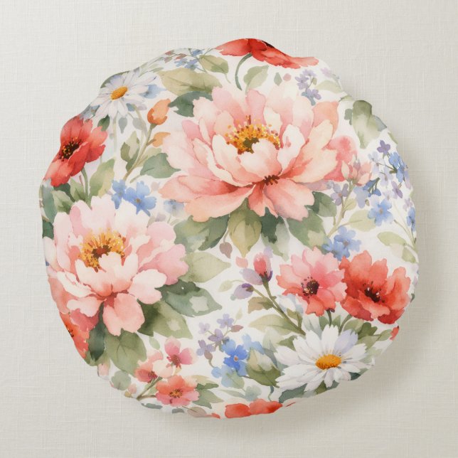 Flowers Round Pillow (Back)