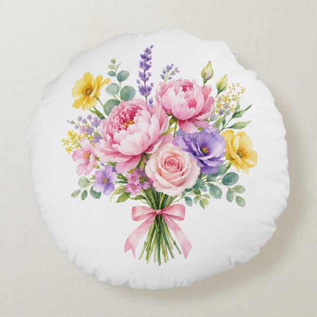 Flowers Round Pillow (Back)