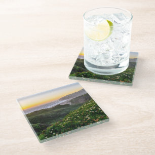 Flowers   Santa Cruz California Glass Coaster