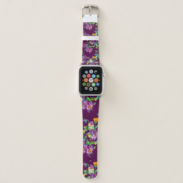 Flowers seamless pattern background. Abstract coll Apple Watch Band (Front)