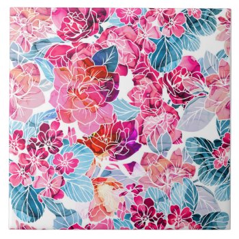 Flowers Seamless Pattern Ceramic Tile by Pick_Up_Me at Zazzle