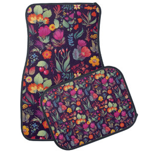 Flowers seamless pattern decorative vintage card i car floor mat