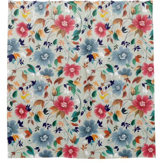 Flowers seamless pattern shower curtain (Front)