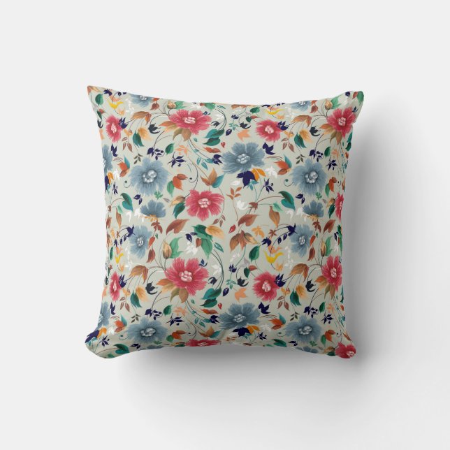 Flowers seamless pattern throw pillow (Front)