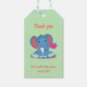 flowers sending by cute elephant gift tag