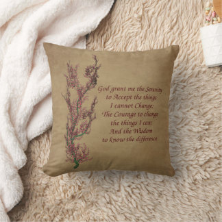 Flowers Serenity Prayer Inspirational  Throw Pillow