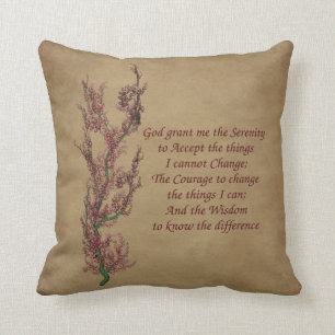 Flowers Serenity Prayer Inspirational Throw Pillow