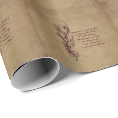 Flowers Serenity Prayer Inspirational Wrapping Paper