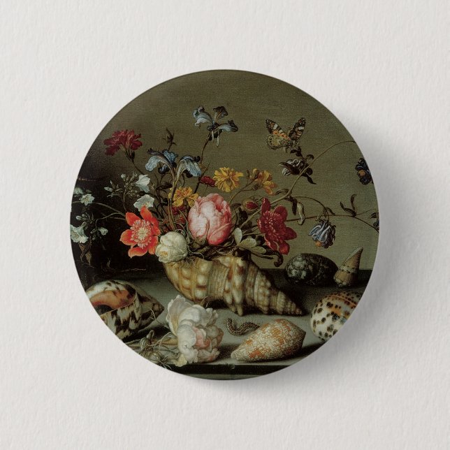 Flowers, Shells and Insects Balthasar van der Ast Pinback Button (Front)
