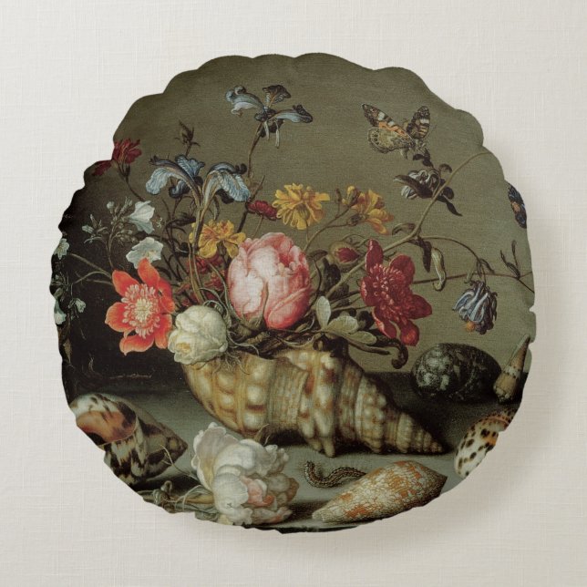 Flowers, Shells and Insects Balthasar van der Ast Round Pillow (Front)