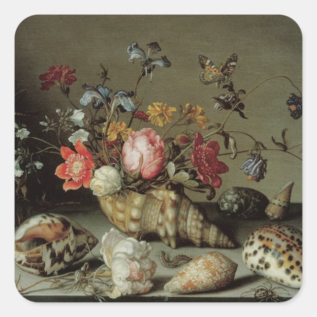 Flowers, Shells and Insects Balthasar van der Ast Square Sticker (Front)