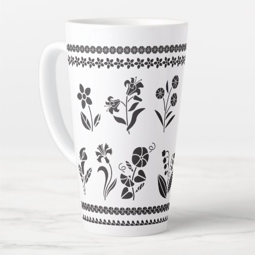 flowers_silhouettes_borders_frames Giant Latte Mug