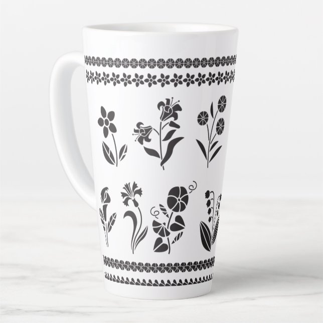 flowers-silhouettes-borders-frames Giant Latte Mug (Left Angle)