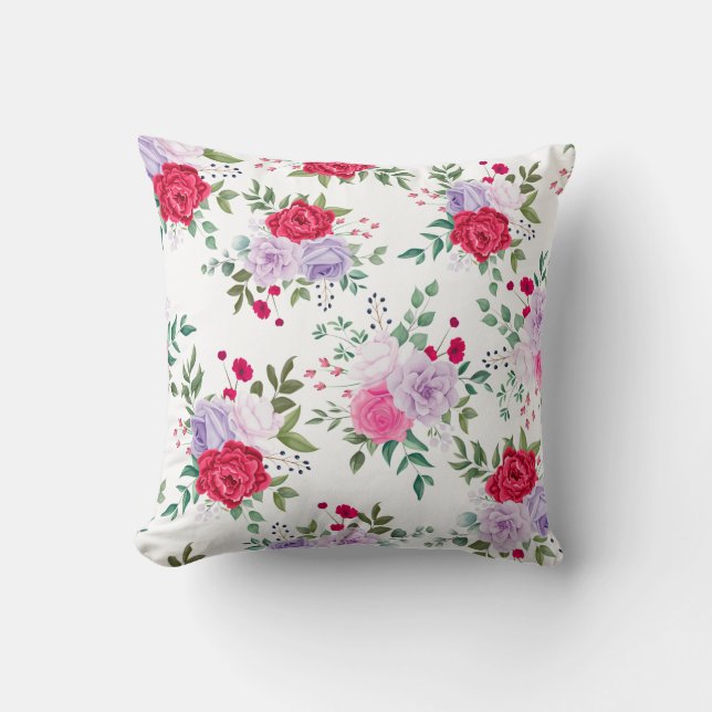  flowers - Simple various colors Throw Pillow (Front)
