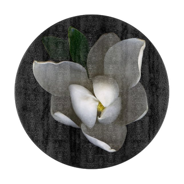 Flowers | Single White Magnolia Blossom Cutting Board (Front)