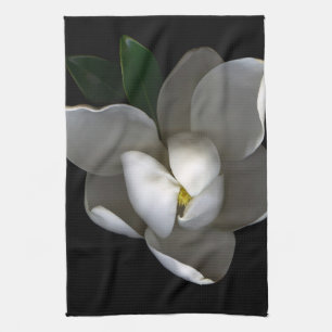 Flowers   Single White Magnolia Blossom Kitchen Towel