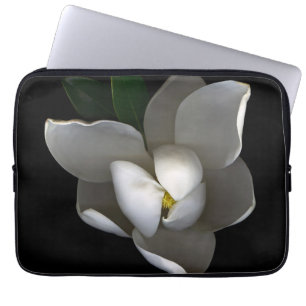 Flowers   Single White Magnolia Blossom Laptop Sleeve
