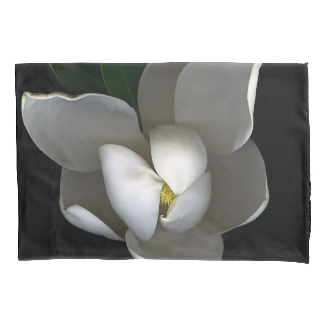 Flowers | Single White Magnolia Blossom Pillow Case (Front)