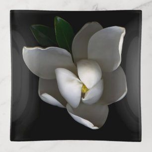 Flowers   Single White Magnolia Blossom Trinket Tray