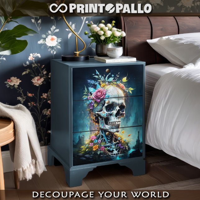 Flowers Skull King in gothic landscape  Tissue Paper (Creator Uploaded)