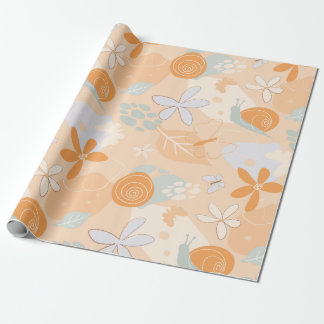 flowers, snails, butterflies. wrapping paper