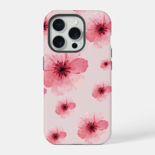 Flowers Soft Pink pattern iPhone 15 Pro Case